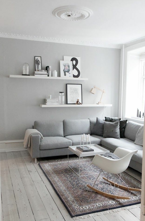 Wohnzimmer weiß grau