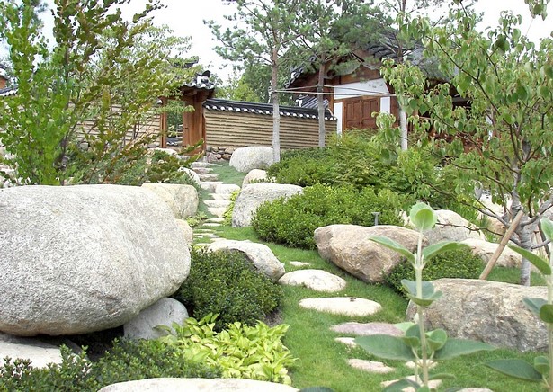 Garten mit steinen gestalten