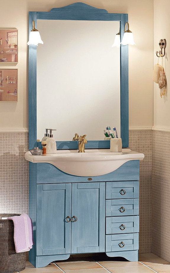 Blaue badezimmermöbel