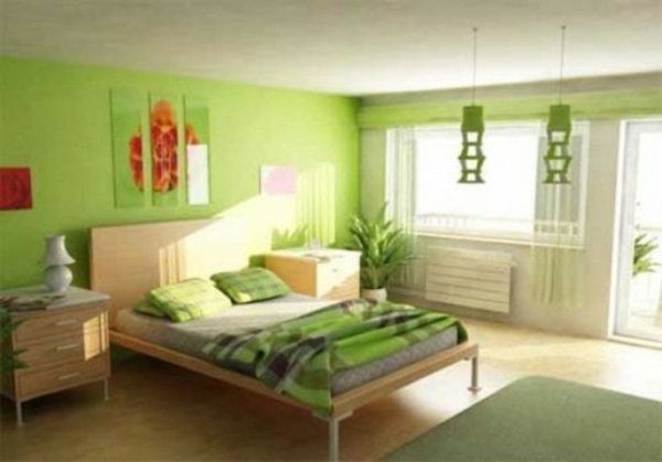 Schlafzimmer deko grün