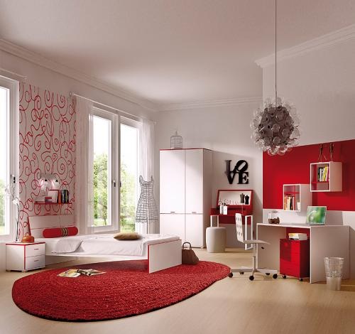 Jugendzimmer rot weiß