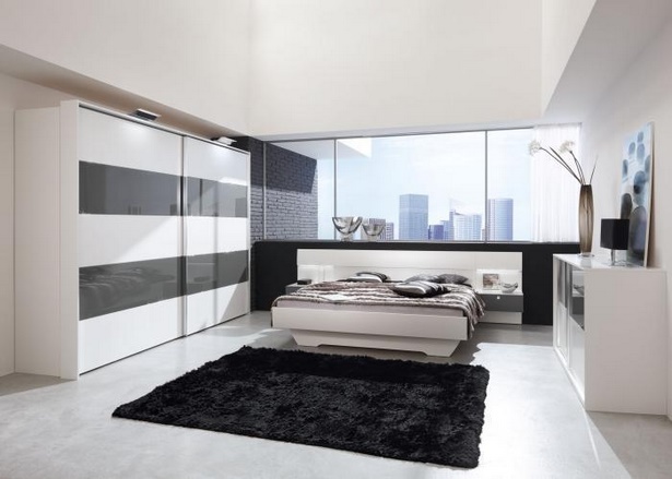 Schlafzimmer schwarz weiß grau