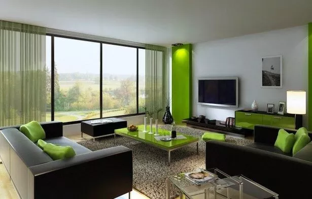 Wohnzimmer grün weiß grau