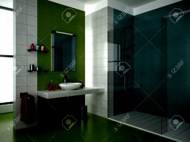 Badezimmer grau grün
