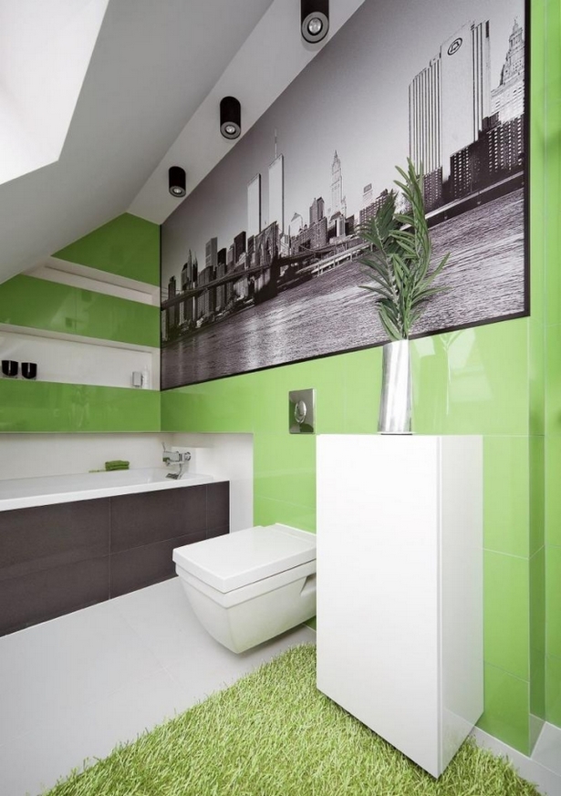 Badezimmer grau grün