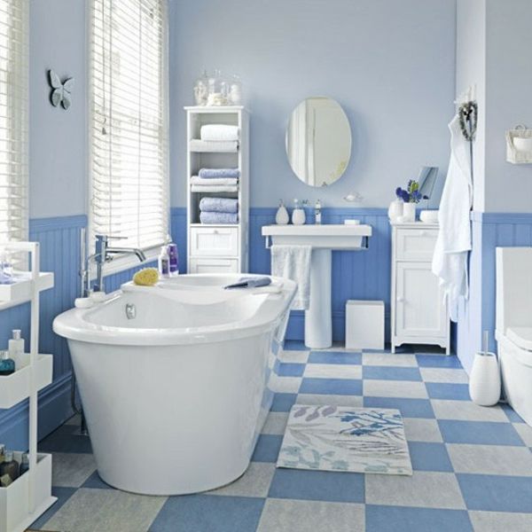 Badezimmer weiß blau