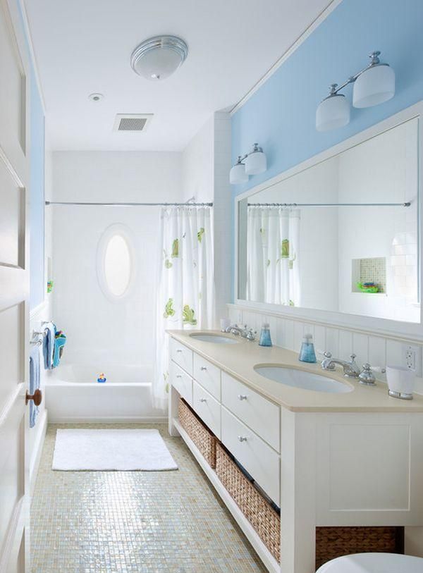 Badezimmer weiß blau
