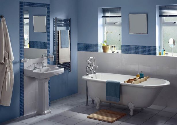 Badezimmer weiß blau